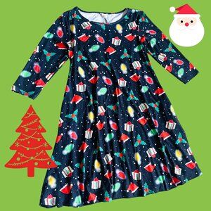 Christmas Dress M (8) Women's Holiday Party Dress Santa, cotton stretch